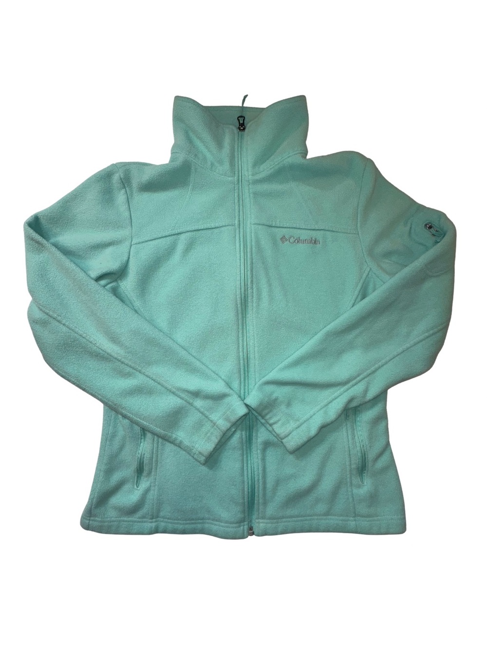 Columbia Women’s Medium Aqua Fleece Full Zip Jacket Zip Pockets Outdoor